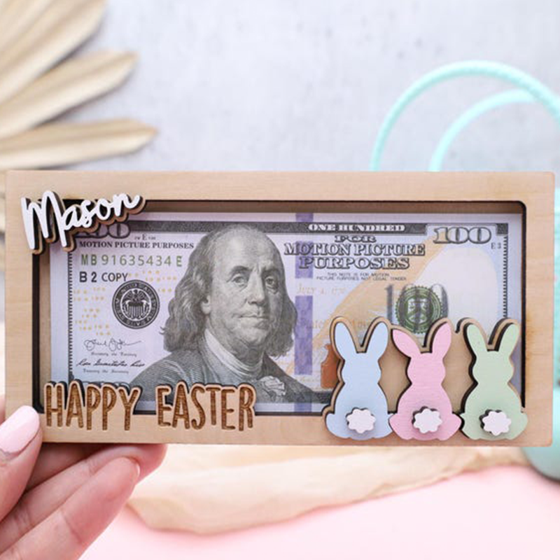 Bunny Easter Money Holder: Wooden Easter Basket Stuffer