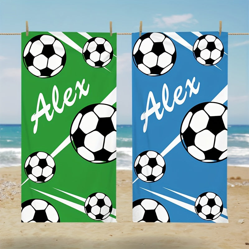Super Absorbent Microfiber Custom Name Soccer Pattern Beach Towel