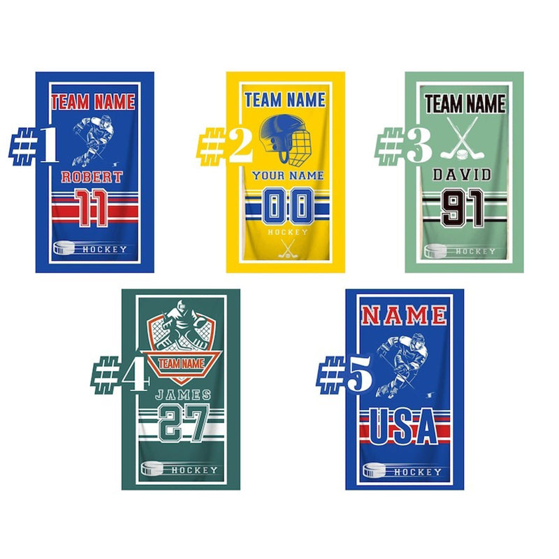 Personalized Hockey Team Beach Towel, Custom Hockey Dad Gift