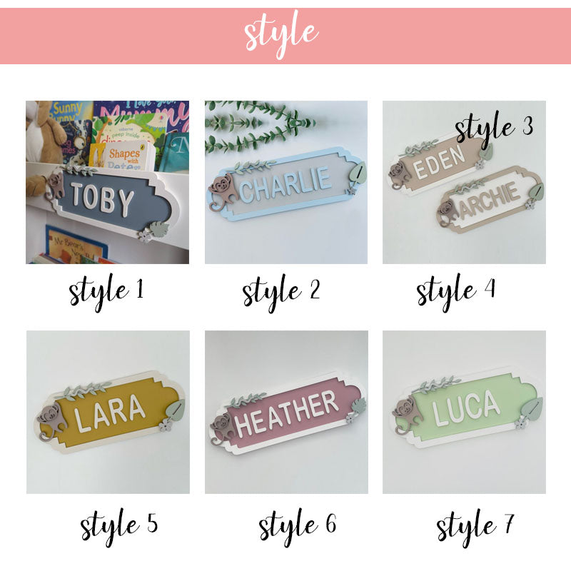 Personalised Street Sign Name Plaque - Monkey Design - Bedroom Door Name Plate