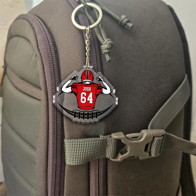 Personalized Football Bag Tag, Custom Name Keychain
