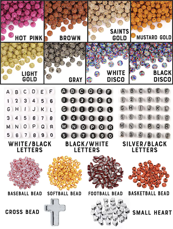 Custom Baseball Sparkle Beaded Necklace Bro Beads Baseball Rhinestone Necklace