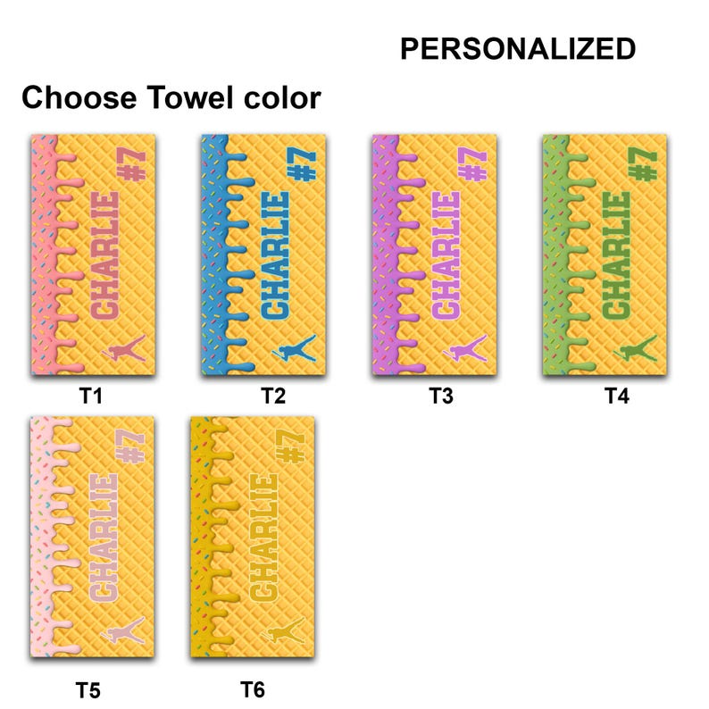 Personalized Ice Cream Drip Baseball Softball Beach Towel For Boys, Girl, Drip Beach Towel