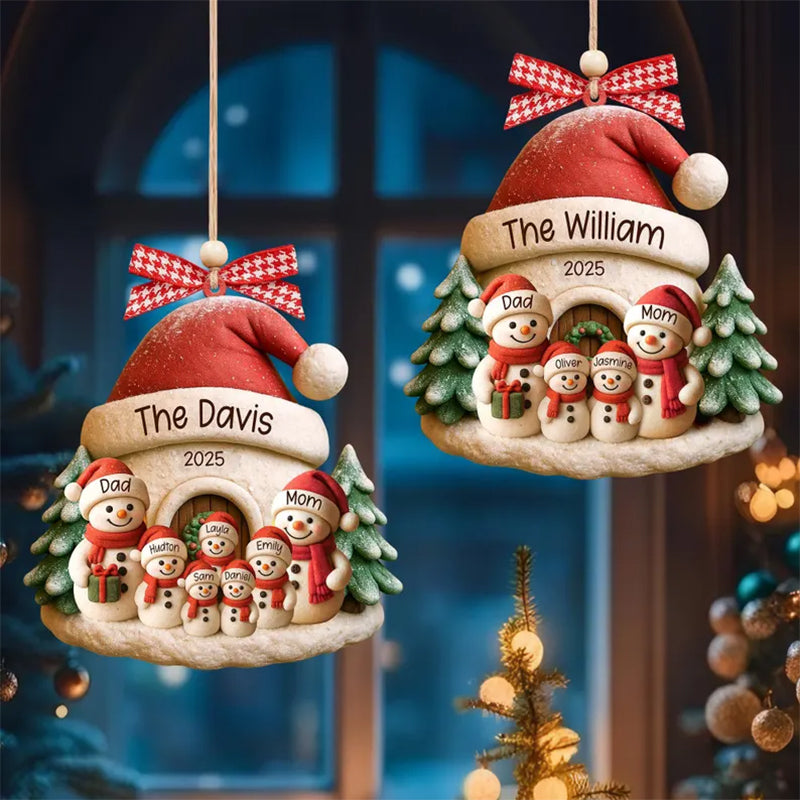 Personalized Snowman Ornament, Acrylic Family Christmas Tree Decor