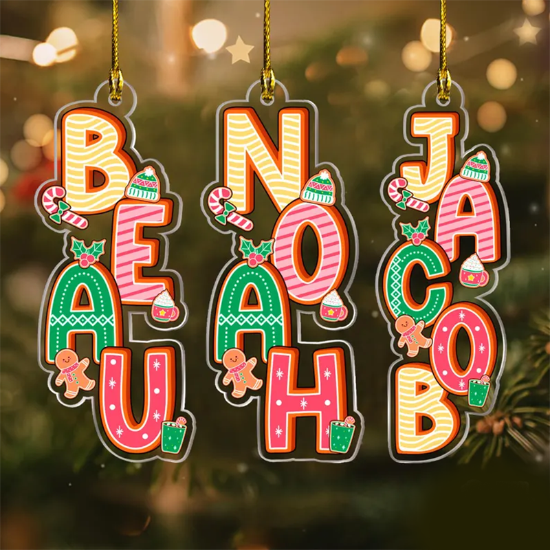 Custom Baby Name Letter Christmas Ornament