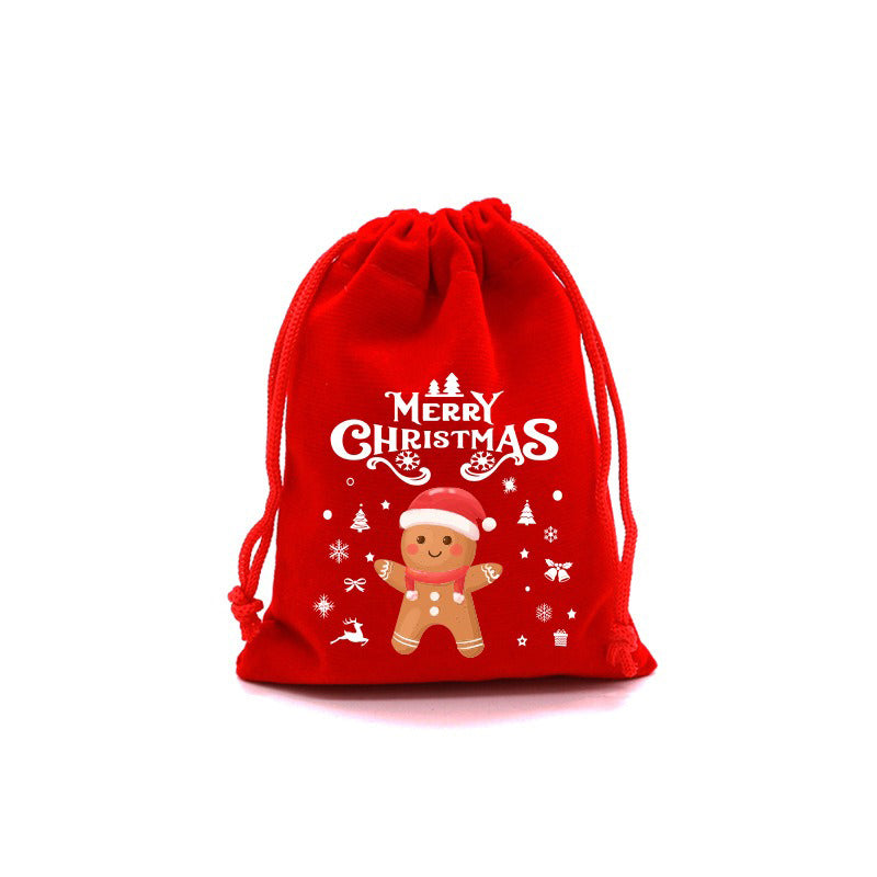 10/20pcs Christmas Drawstring Velvet Bags Red Candy Biscuits Pouch Personalization name