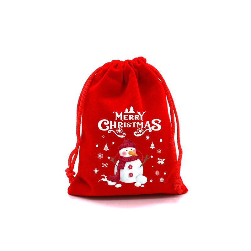 10/20pcs Christmas Drawstring Velvet Bags Red Candy Biscuits Pouch Personalization name