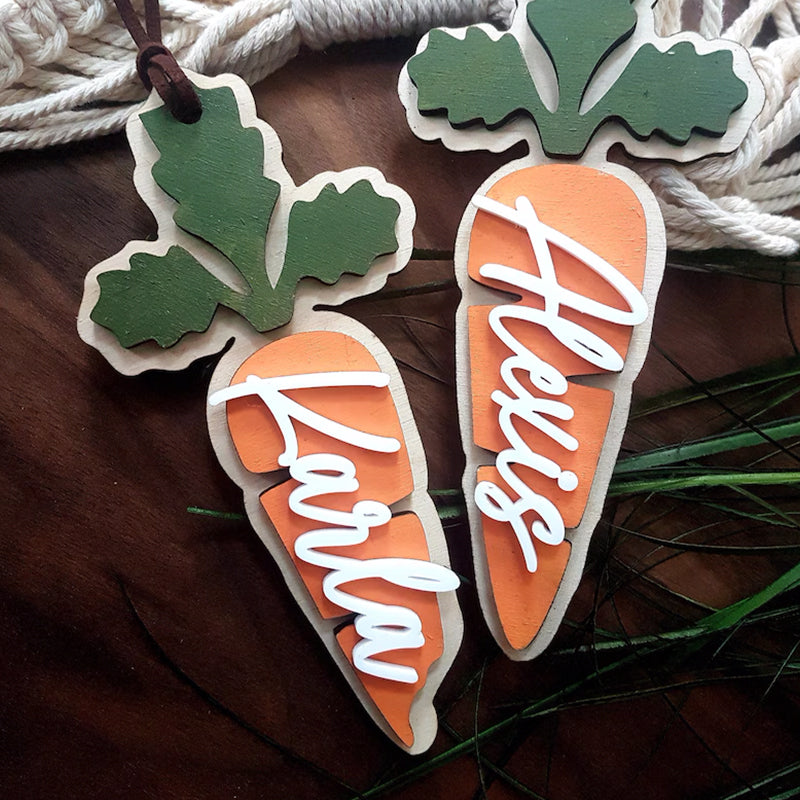 Personalized Easter Basket Tag | Custom Carrot Tag | Wooden Kids Name Tag