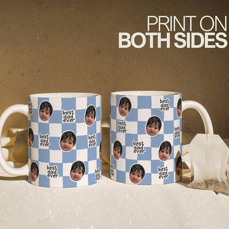 Best Dad Ever Custom Baby Photo Retro Mug, Personalized Father's Day Gift
