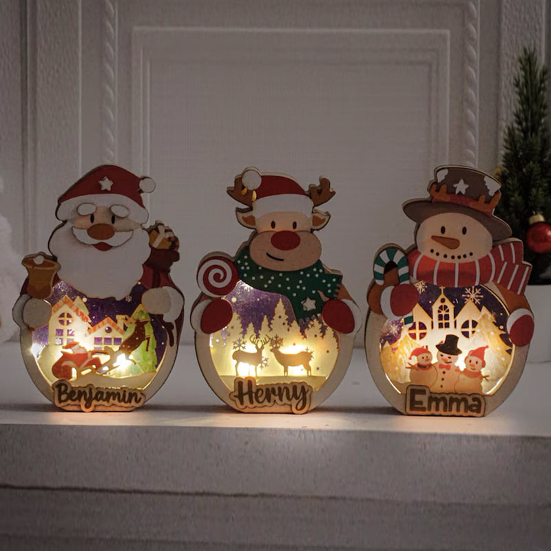 Custom Wooden Snowman/Santa/Reindeer Lantern