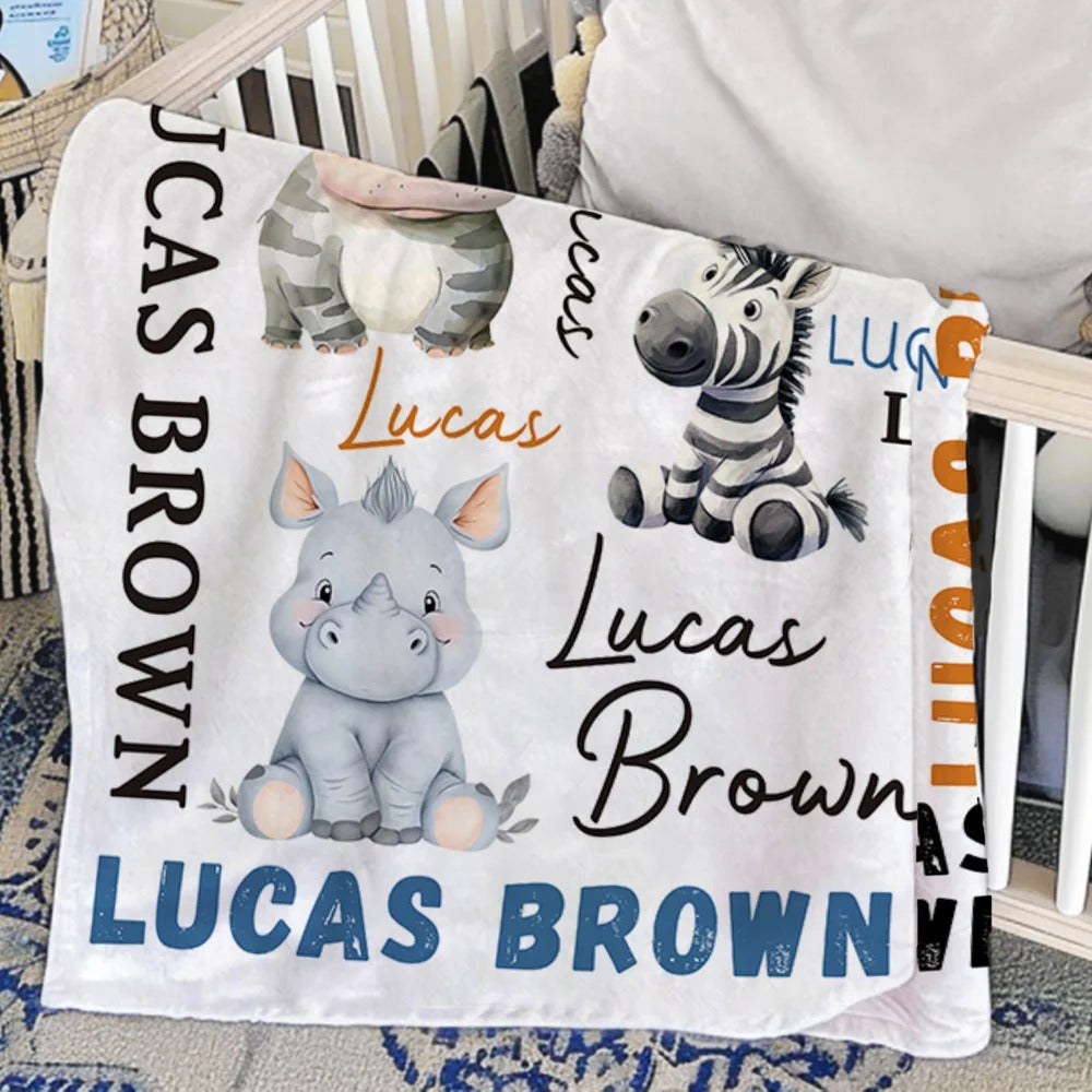 Personalized Cute Cartoon Koala Elephant Animal Soft Throw Blanket