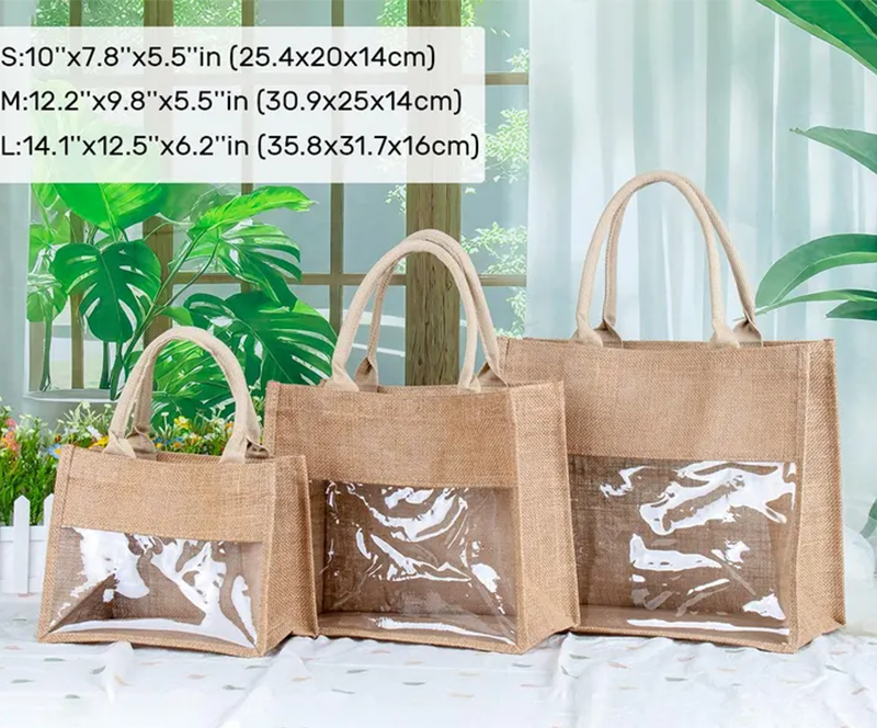 Personalized Teacher Tote Bag, Clear Window Burlap Totes,