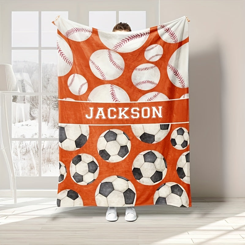 Customized Sports Ball Patterned Flannel Blanket