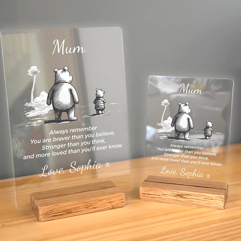 Personalised Mother's Day Plaque Gift, Solid Oak Stand from Daughter Son