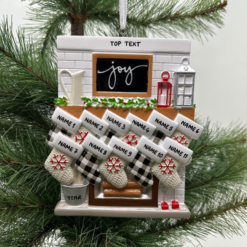 Fireplace Mantel Family Stocking Ornament