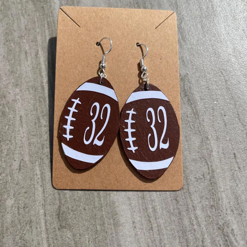 Football personalized number earrings, player number earrings