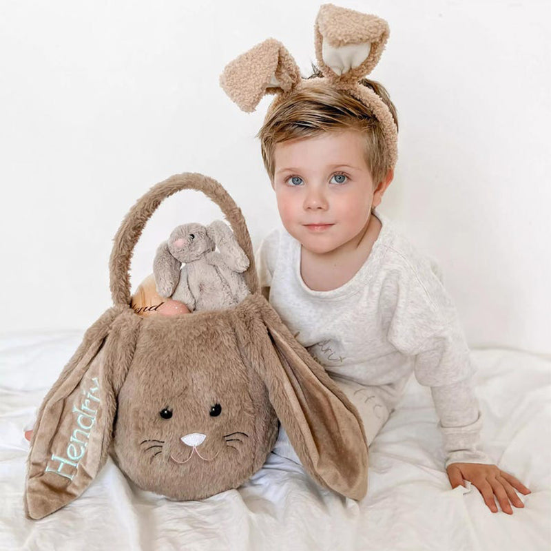 Personalized Easter Gift,Plush Easter Basket,Stuffed Bunny