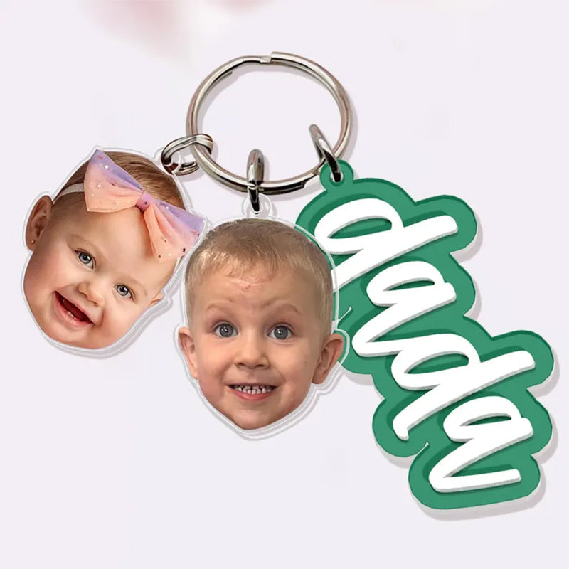 Custom Grandma Keychain With Kids Face Charm