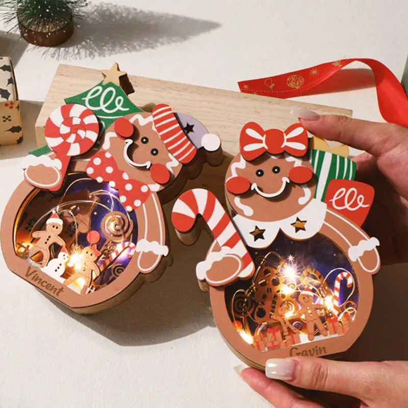 Personalized Christmas Lamp, Custom Name Christmas Light Up Ornament