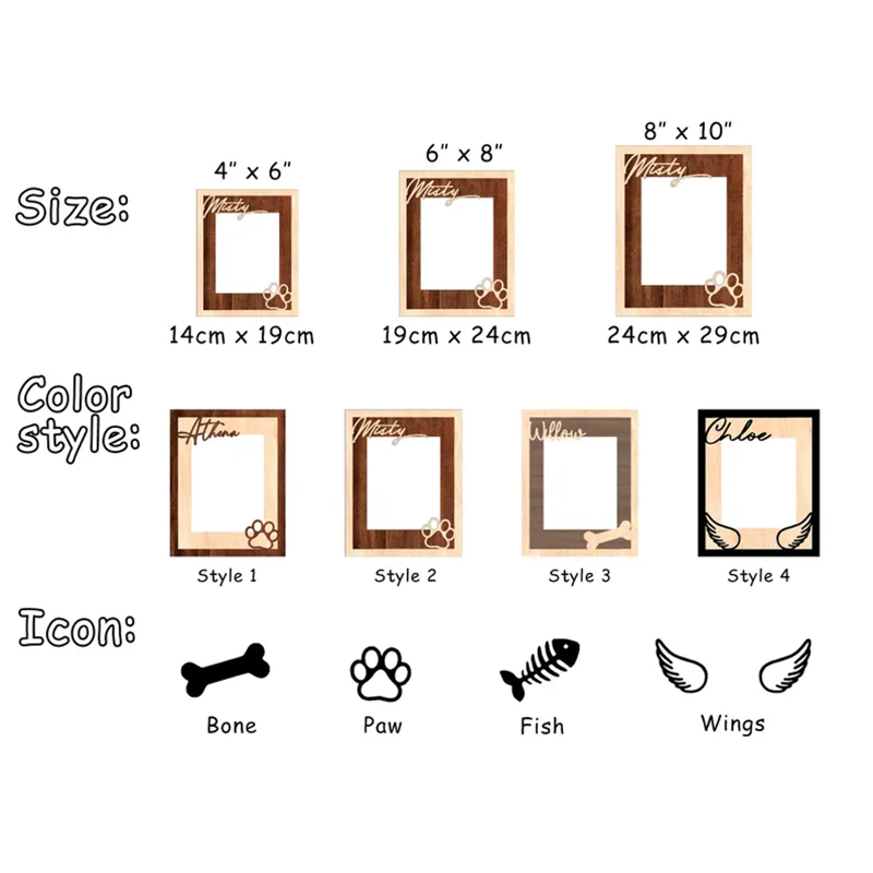 Custom Pet Memorial Frame, Personalized Wooden Picture Frame for Dog, Pet Loss Gift