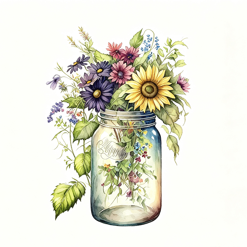 Personalized Wildflowers Jar Tea Dish Hand Kitchen Towel