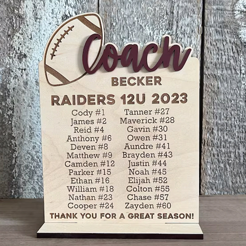 End of Season Coaches Gift, Personalized Coaches Plaque