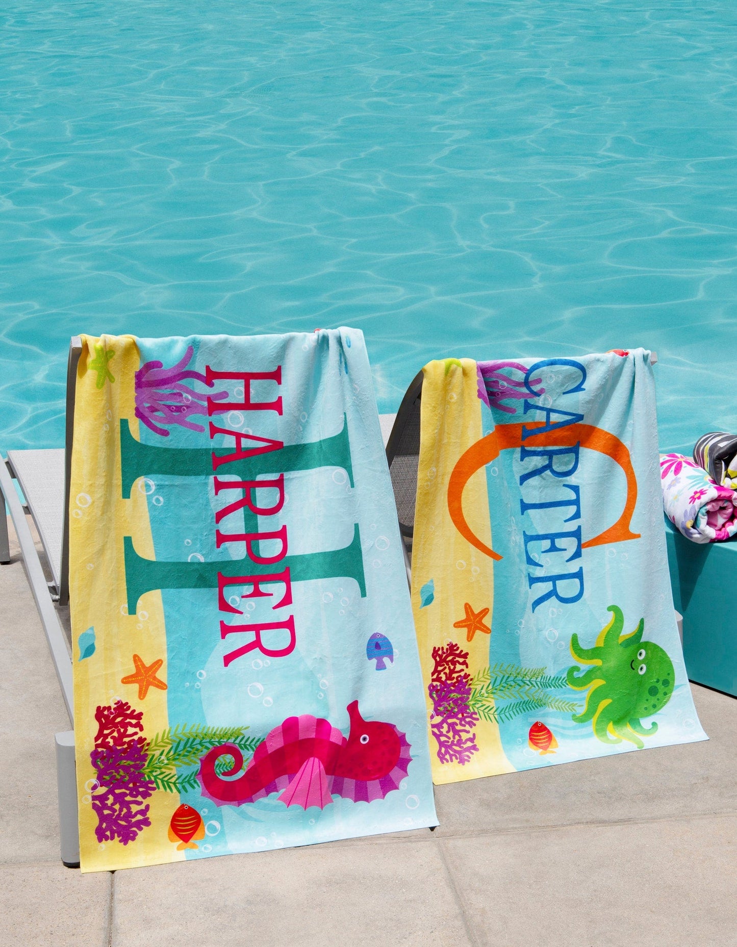 Personalized Kids Beach Towel - Fun Beach Designs - Gift For Girls Or Boys