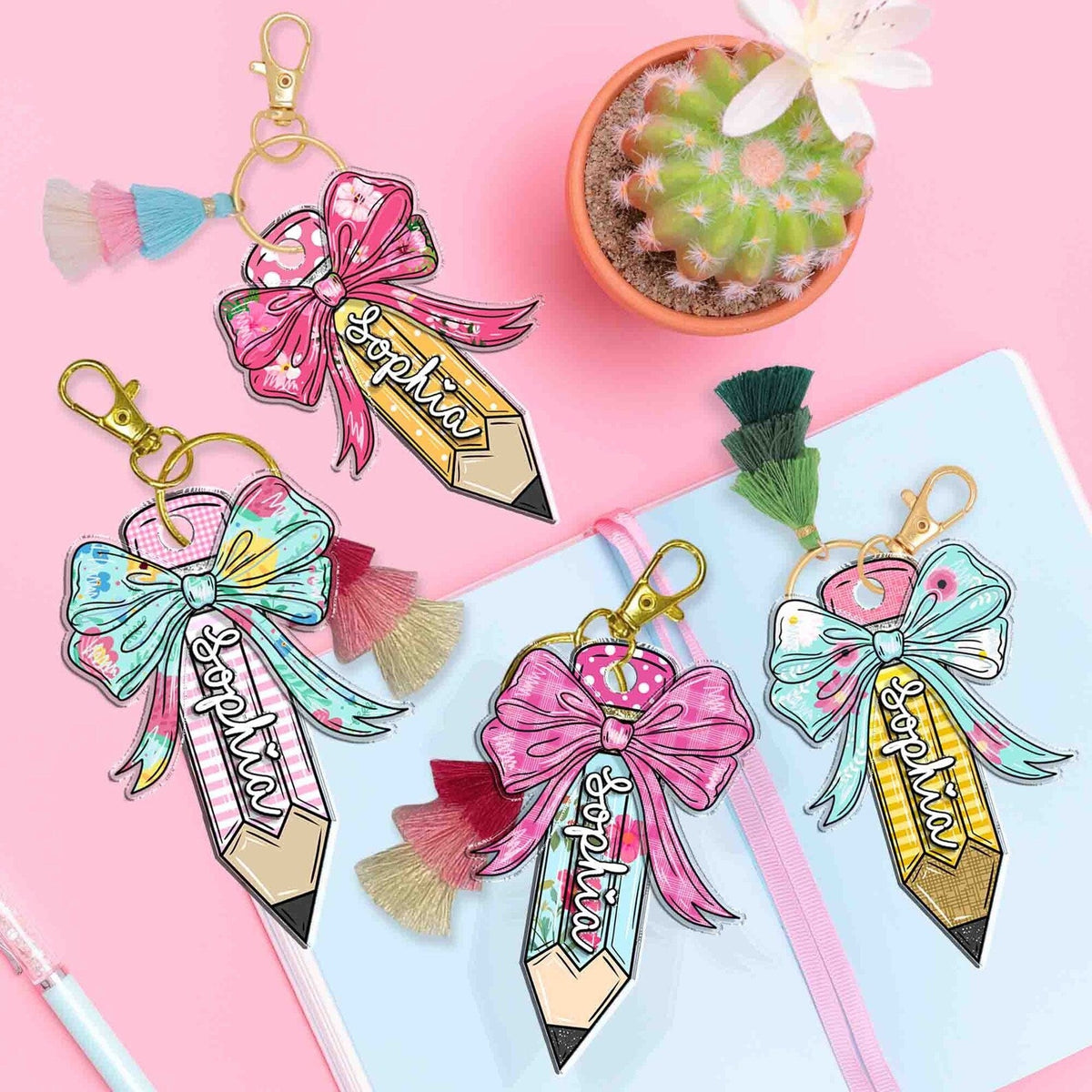 Back To School Kids Gift, Personalized Kids Name Keychain, Backpack Kids Name Tag