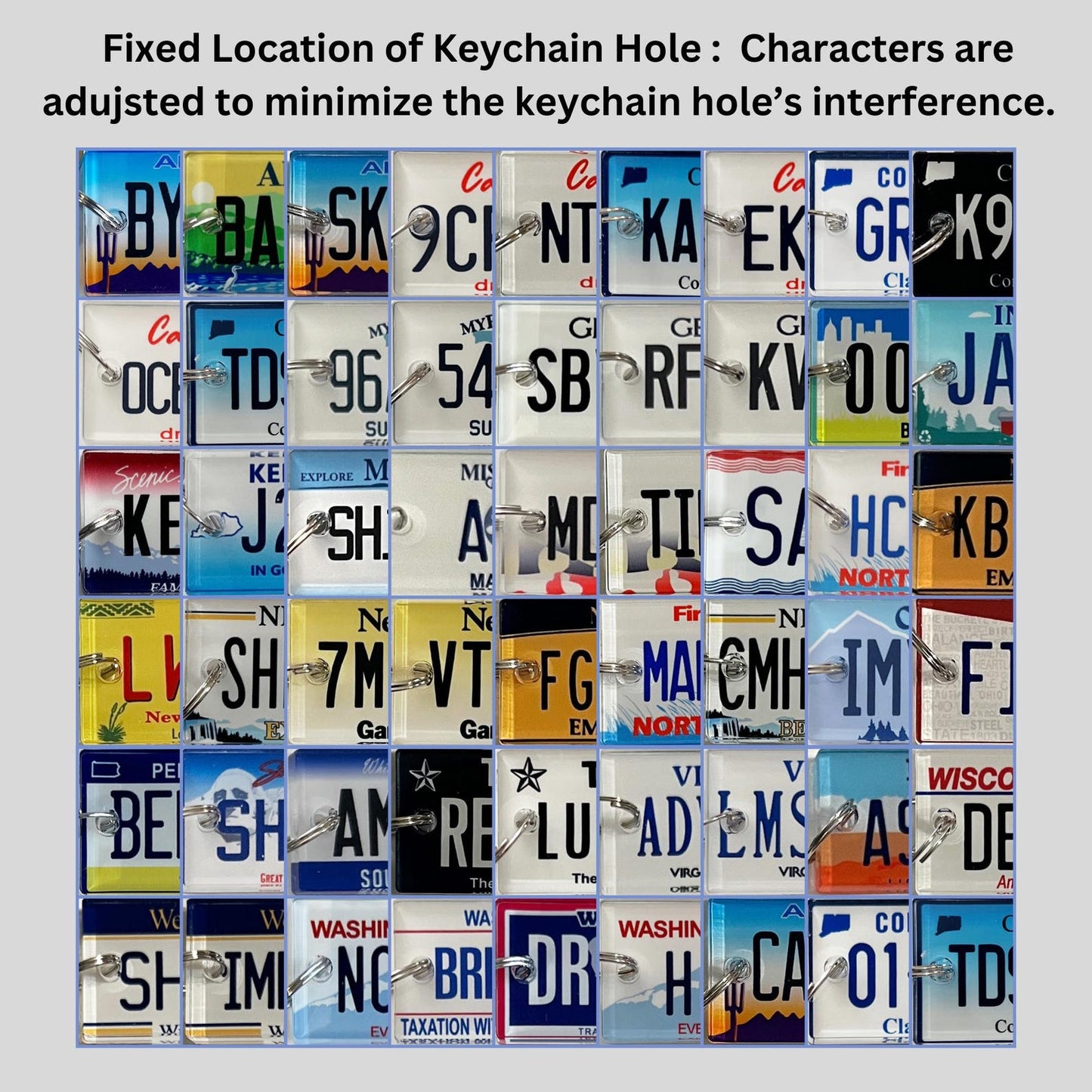 Personalized State License Plate Keychain Custom Acrylic Car Keyring