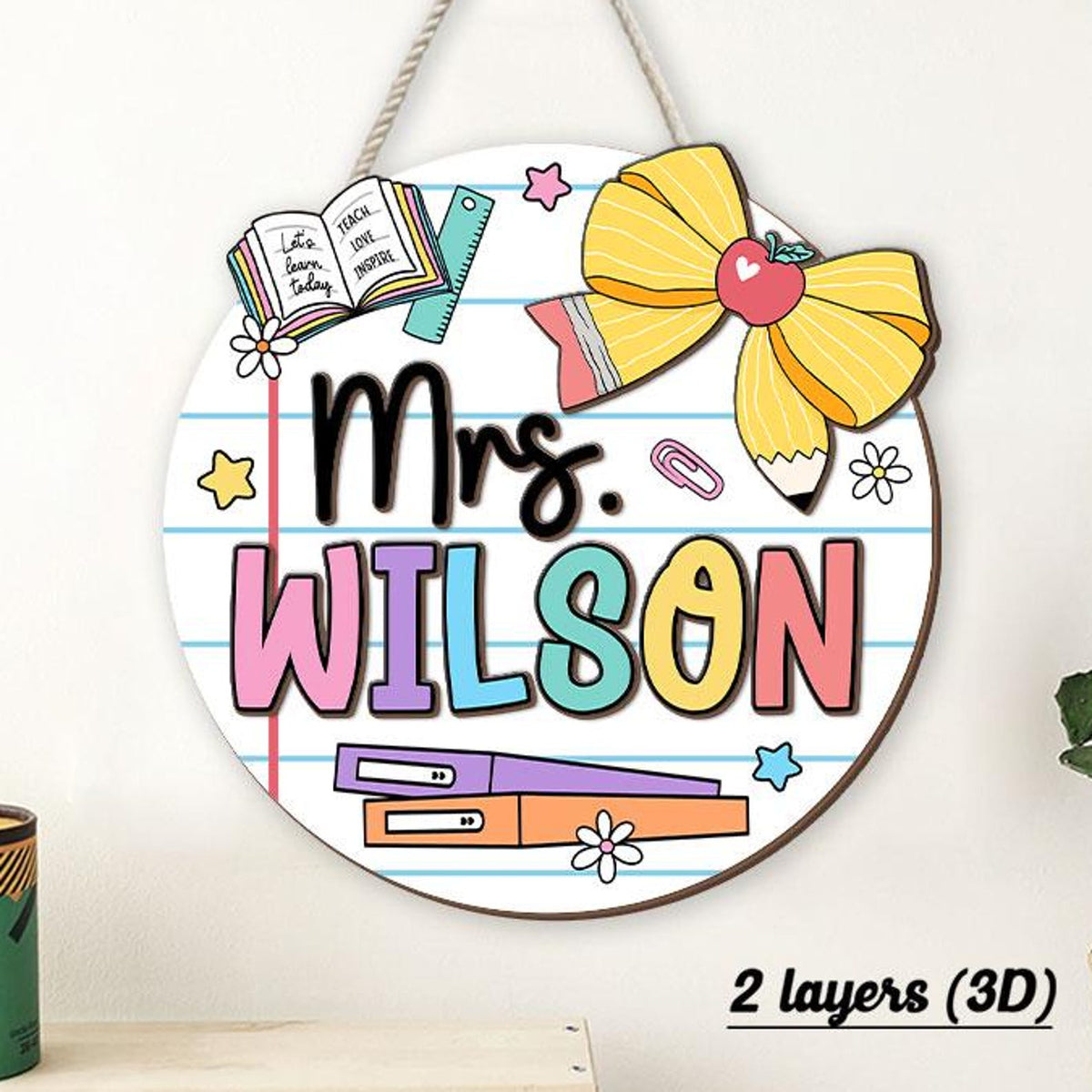 Teacher Appreciation Gift, Custom 3D Teacher Door Hanger With Name, Gift For Teacher