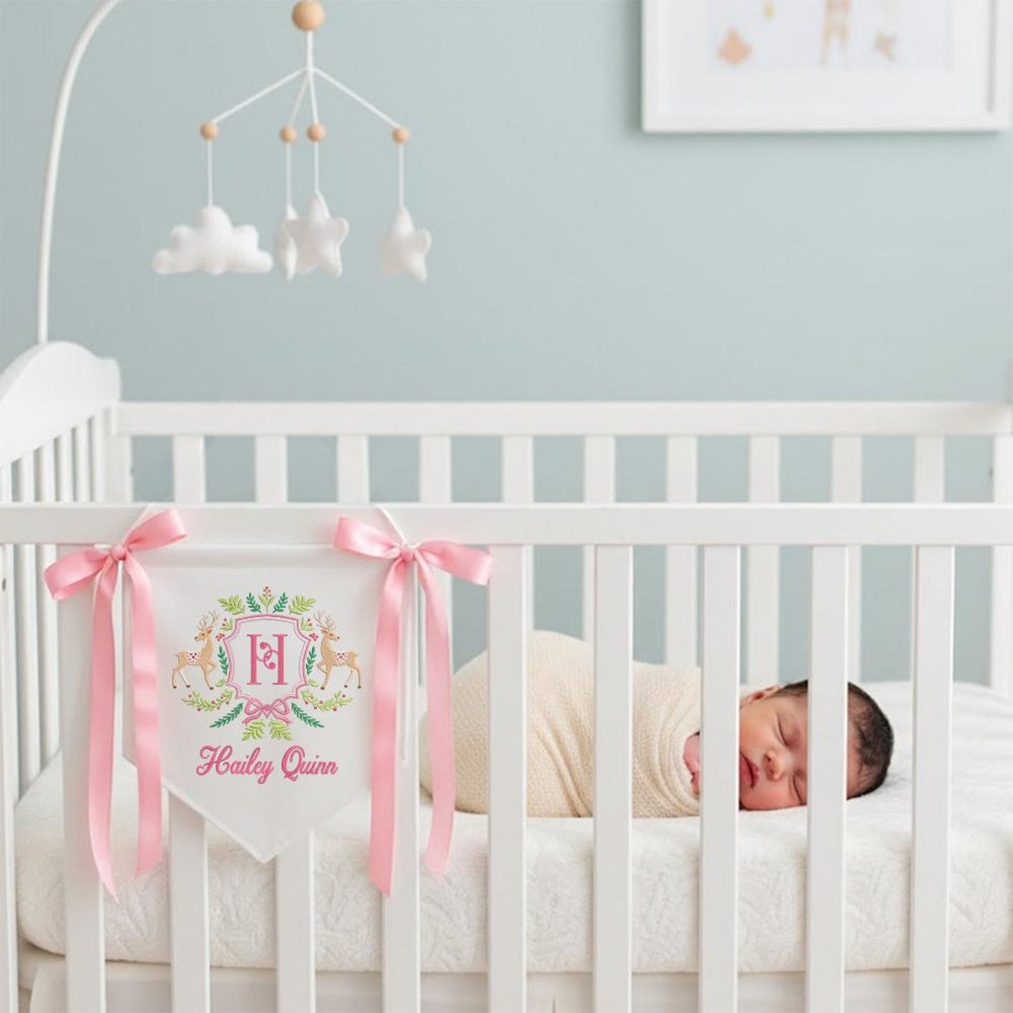 Custom Baby Banner Welcome Baby , Baby Shower Wreath