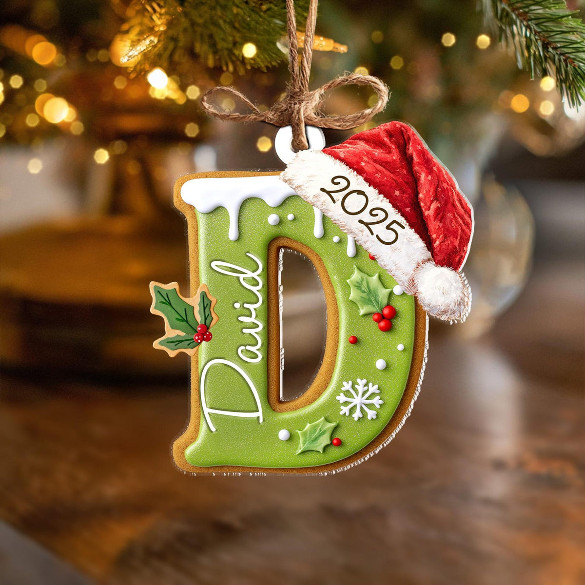 Personalized Gingerbread Letter Ornament, Custom Kids Name Ornament