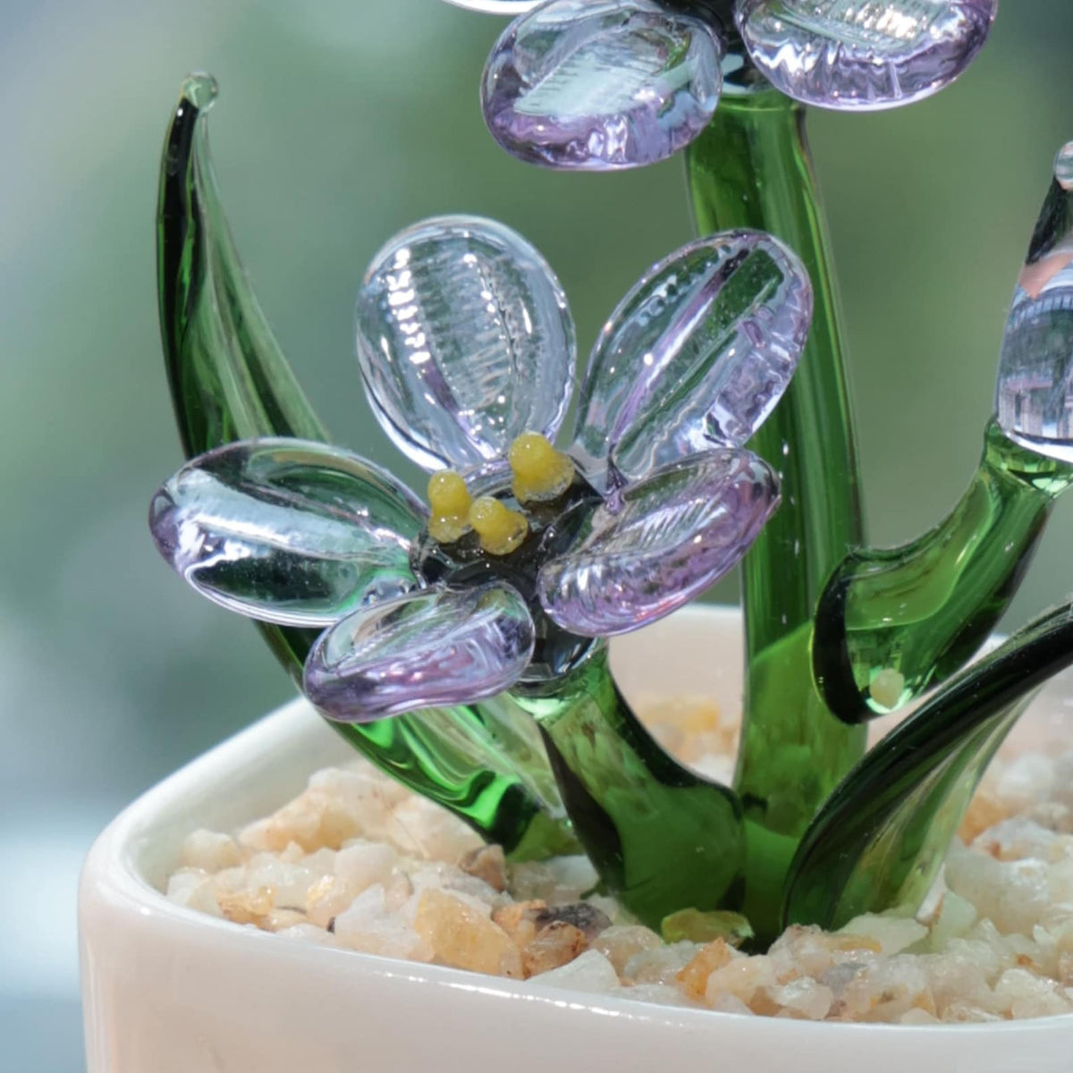 Handmade Glass Forget Me Not Pot, Custom Pet Portrait Present for Family Friends