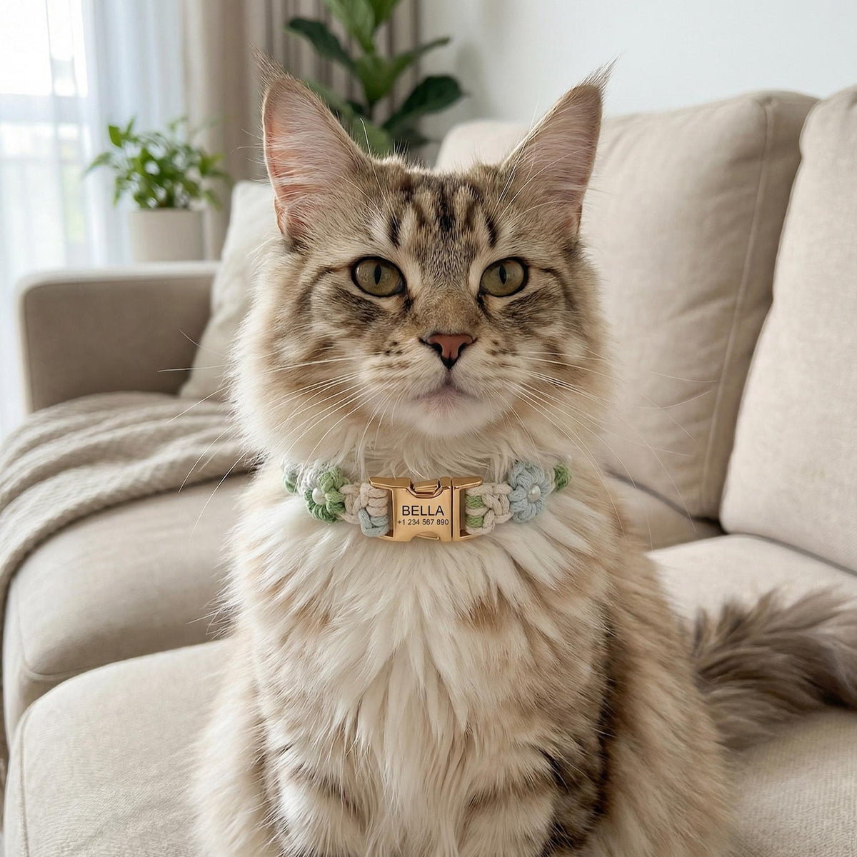 Custom Pet Collar with Name Tag – Braided Cotton Dog Collar
