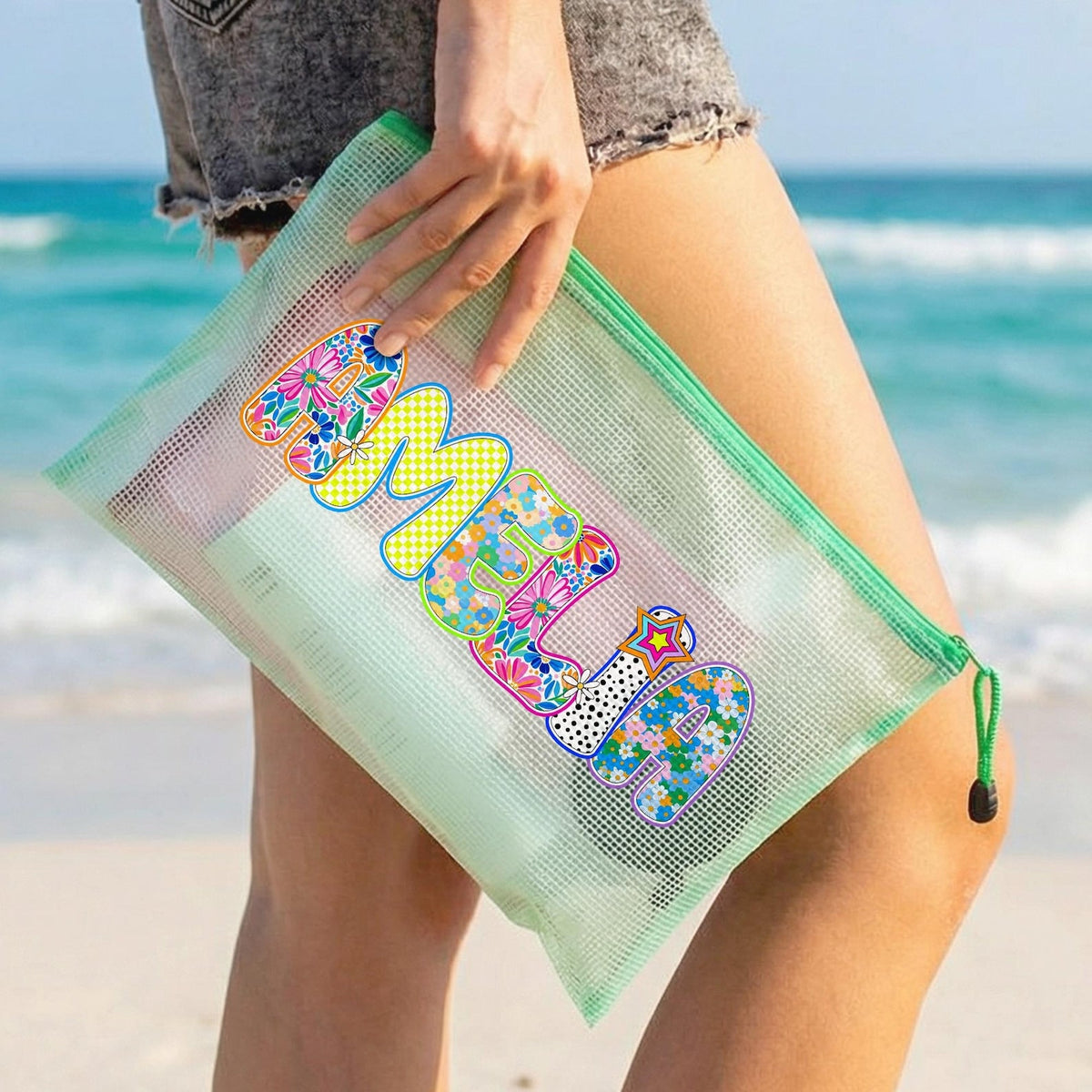 Personalized Waterproof Beach Bag | Custom Art Name | Summer Pool Bag | Summer Party
