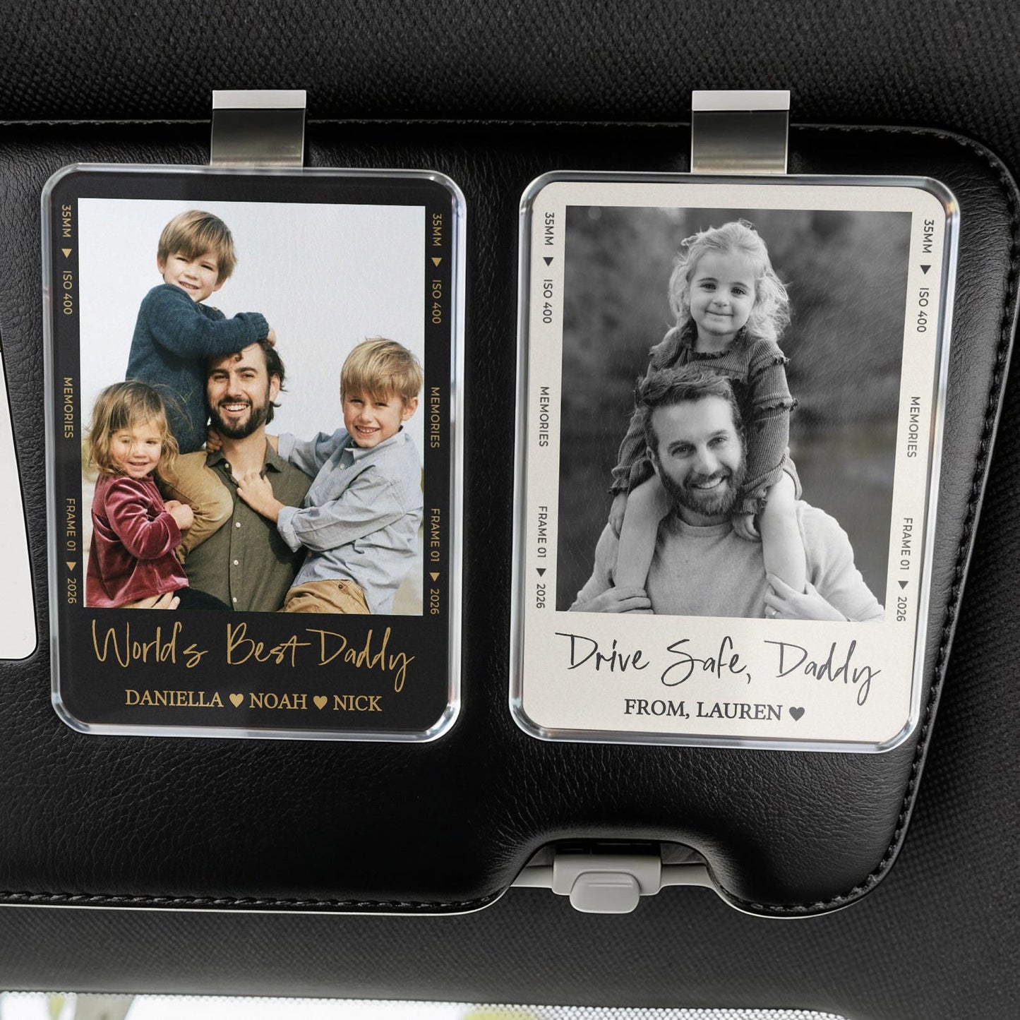 Fathers Day Gift For Dad Photo Car Visor Clip, Drive Safe Daddy, Drive Safe Sun Visor Clip