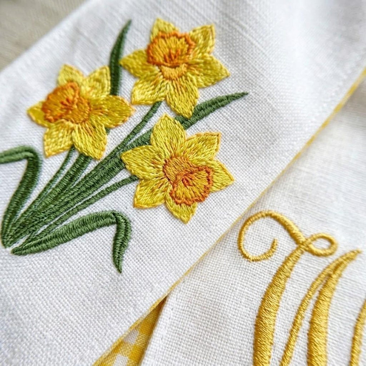 Custom Daffodil Wreath Sash, Monogrammed Door Sash