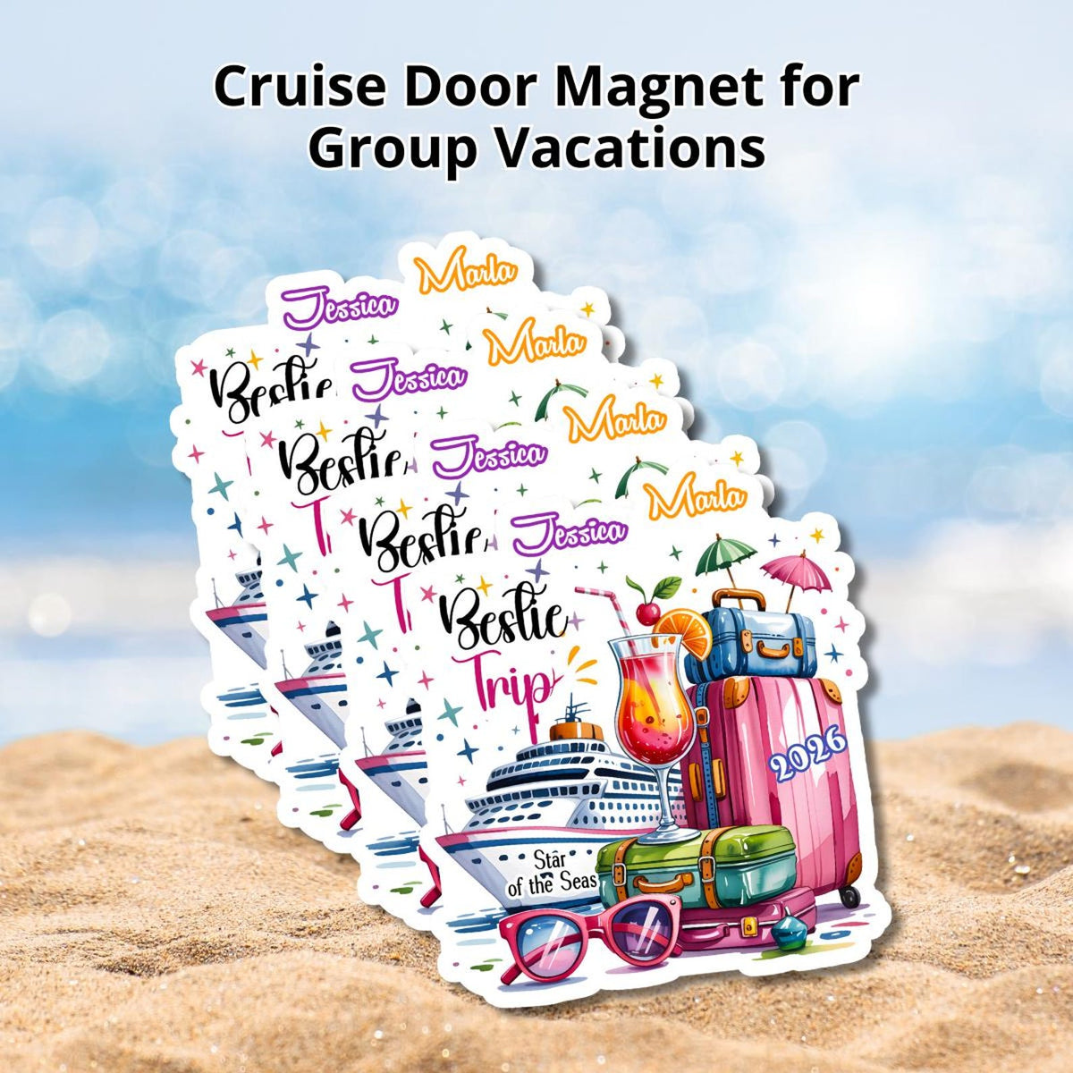 Personalized Suitcase Magnet Cruise Trip Keepsake Custom Name Ship Name Travel Gift