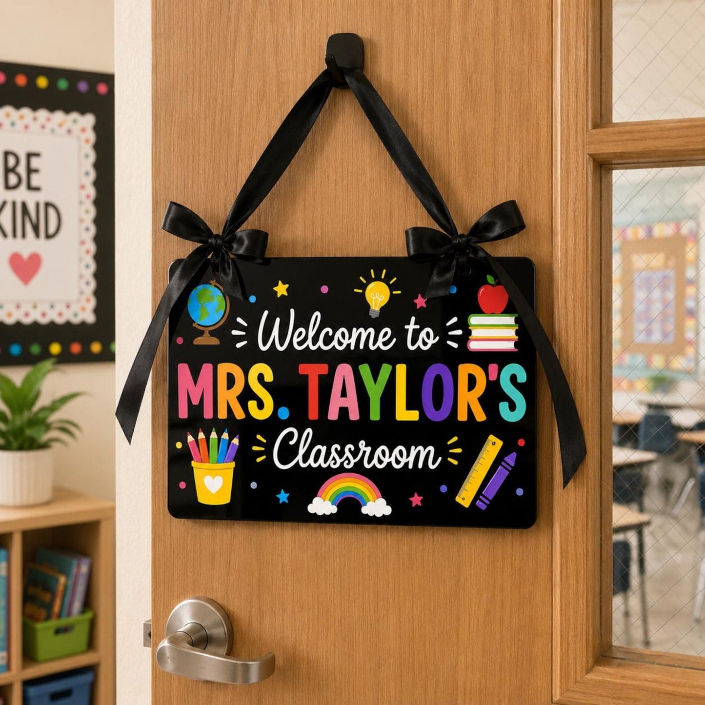 Custom Acrylic Teacher Classroom Door Hanger, Teacher Name Sign, Welcome Classroom Decor