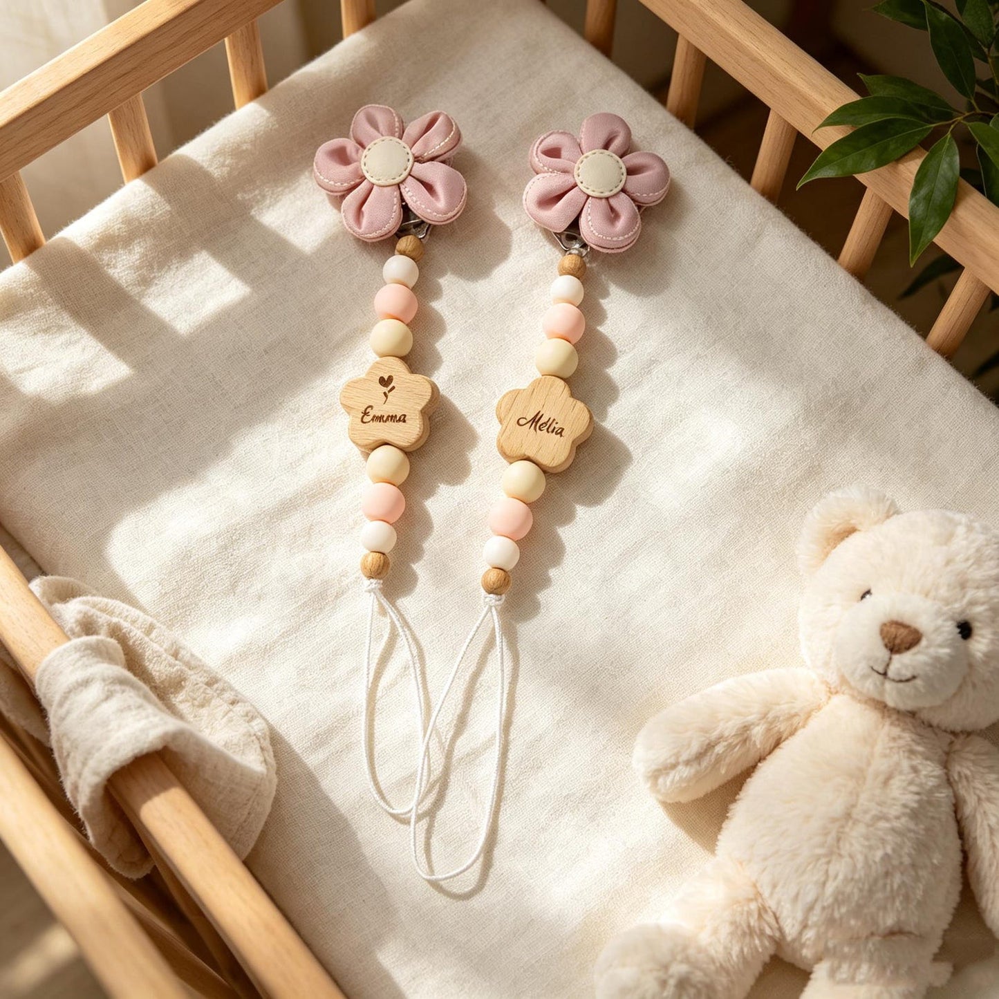 Personalized name-customizable pacifier clips