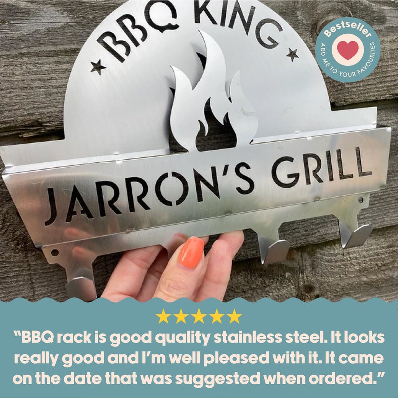 Personalised Stainless Steel BBQ Tool Rack Grill Accessory