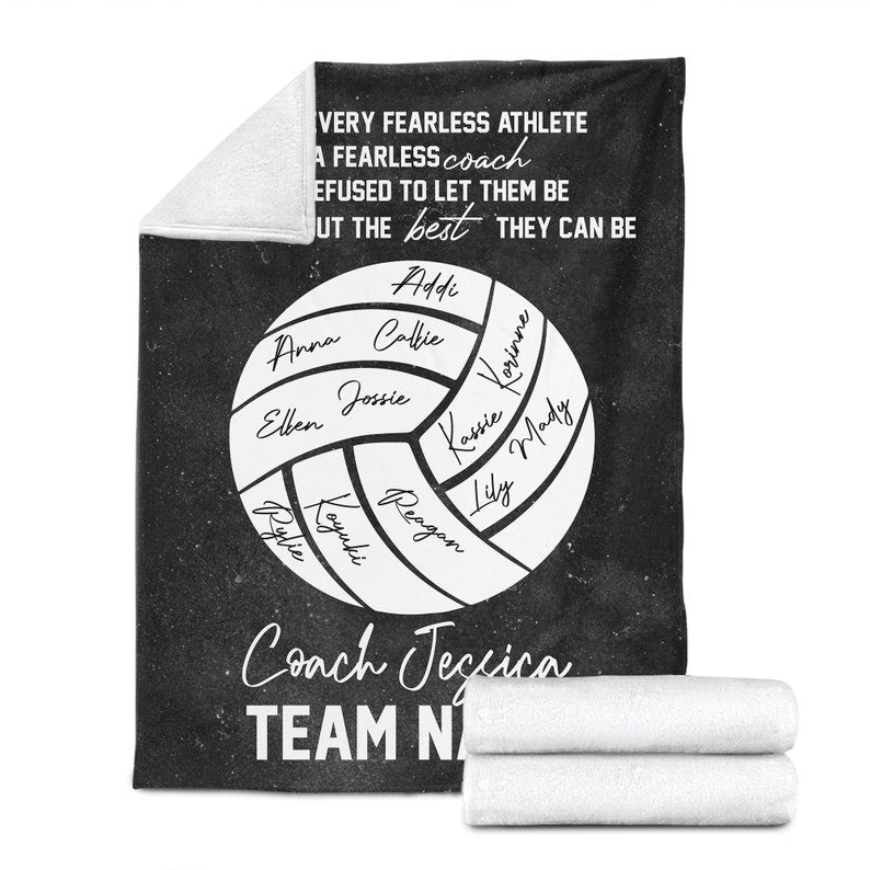 Personalized Volleyball Coach Blanket, Custom Name Soft Cozy Sherpa Fleece Throw Blankets