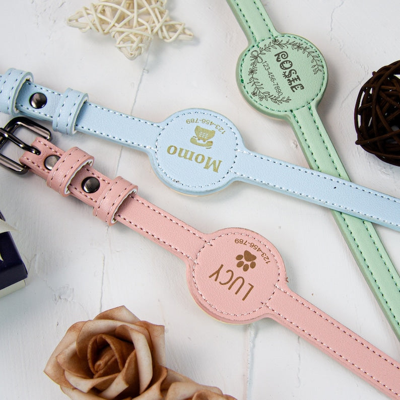 Personalized Leather Anti-lost AirTag Dog Collar,Leather Dog Collar