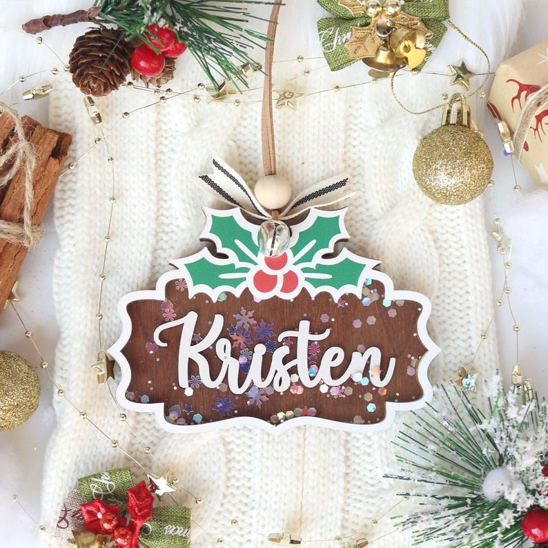 Personalized Wooden Christmas Ornament: Stocking Tag