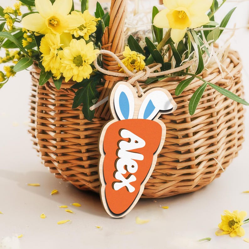 Personalized Carrot Easter Basket Tags| Easter Name tags