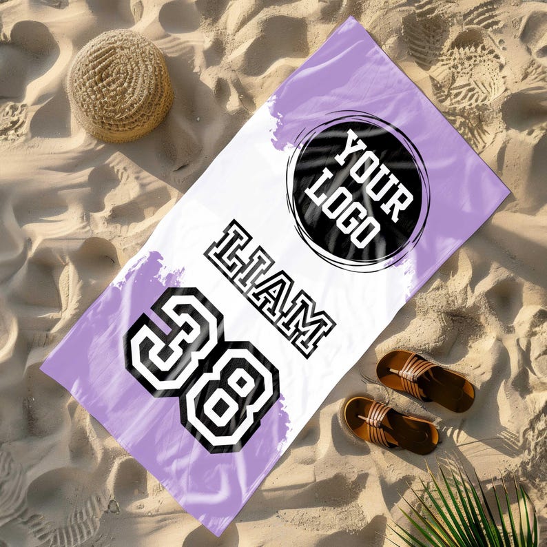 Custom School Mascot Beach Towel, Cheer Gift, Custom Logo Beach Towel