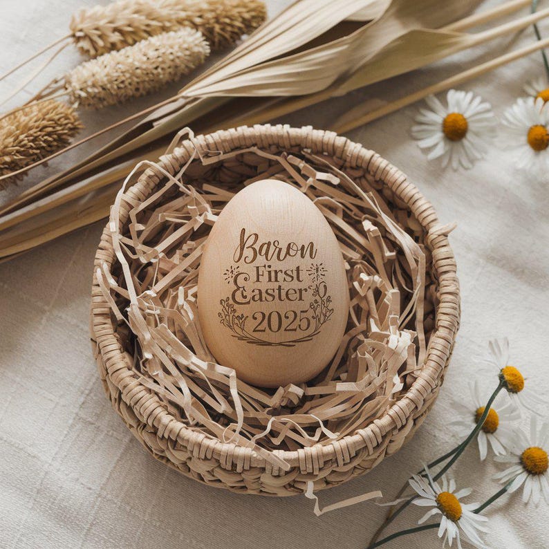 Personalized Musical Wooden Easter Egg Shakers, Engraved Egg Shaker Kids