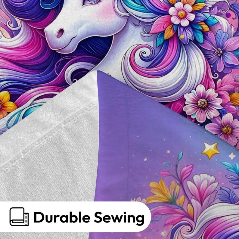 Personalized Purple Unicorn Blanket , Custom Name Kids Throw