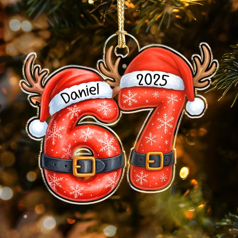 Six Seven 67 Meme Custom Name Christmas Ornament