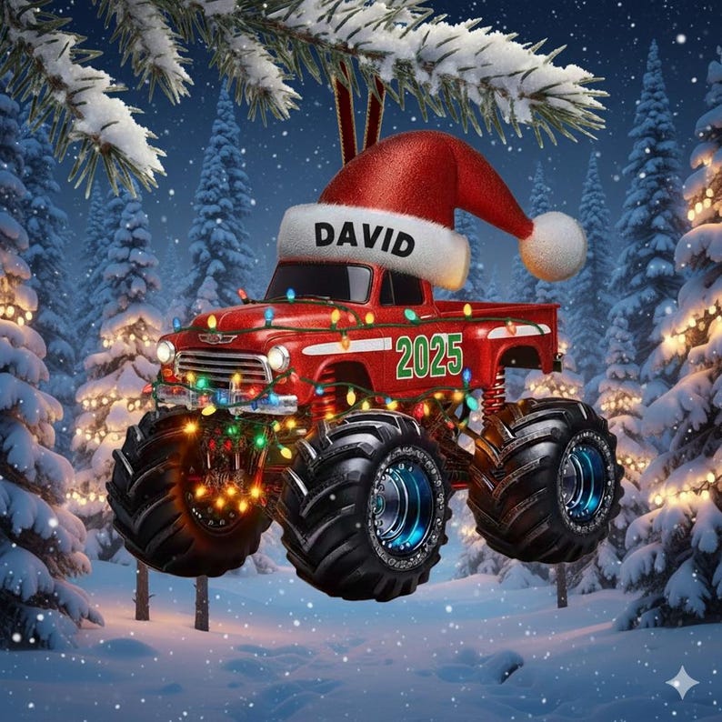 Personalized Monster Truck Christmas Ornament, Truck Ornament